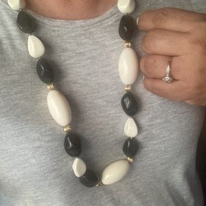 Vintage black ,Gold and white statement necklace